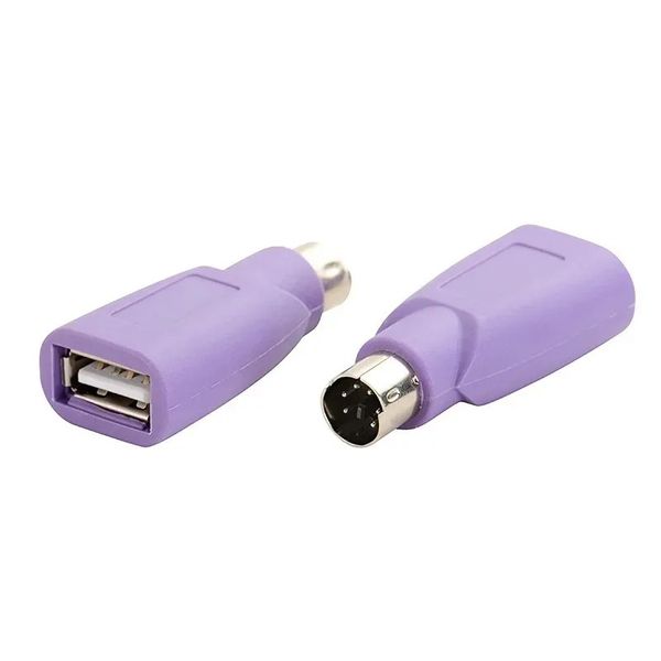 2024 Purple PS2 männlich zu USB -Konvertierung Plug PS2 männlicher Rundkopf -Maus -Tastatur -Schnittstelle Konverter Adapterfor PS2 zu USB -Konverter -Stecker