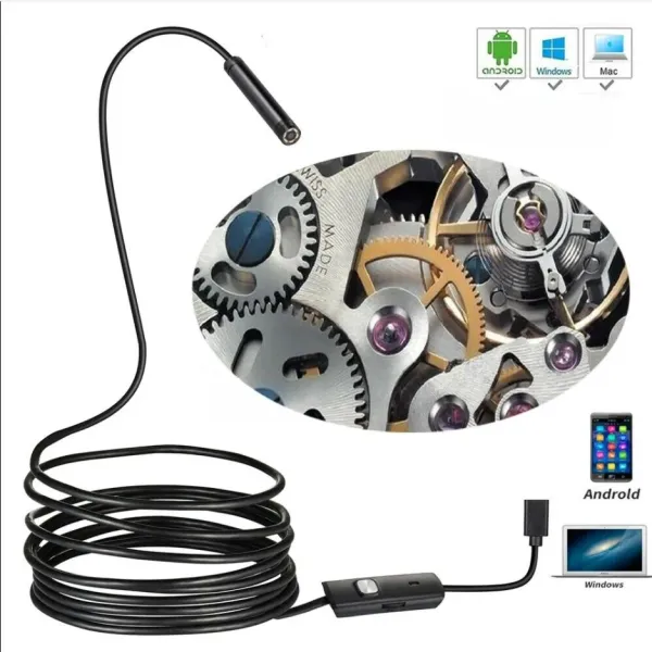 Kameralar 5.5/7/8mm USB Endoskop Arabası Borescope Sıhhi Tesisat IP67 Su Geçirmez Mini Teftiş Snake Kamera Android Telefon PC Windows 110m