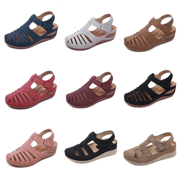 Дизайнерские супер летние сандалии Gai Women Wedge Slippers Sandals Pink Brown Black White Walking Women Sandals Size36-42