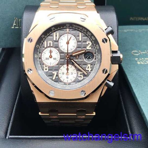 Aparência do pulso AP Cronógrafo Royal Oak Offshore Série de 42mm Tempo do calendário Red Devil Vampire Automático Aço Mecânico Rose Gold Fashion Watch 26470or.oo.1000or.02