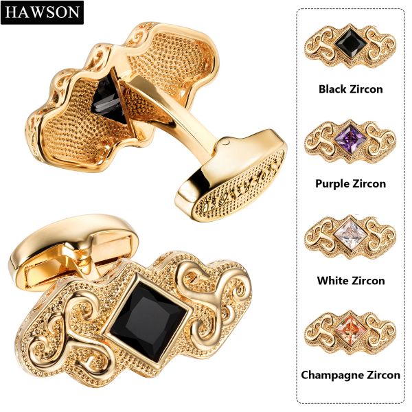 Link Hawson New Arrival di alta qualità di alta qualità Eleganti gemelli per camicia elegante per camicia da sposa maschile con cristallo a 4 colori cristallo opzionale