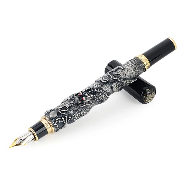 Ручки Noble Brand Dragon Business Gift Fountain Pen 0,5 мм тонкий Nib Metal Gold Написание чернила для школьных канцелярских товаров канцелярских принадлежностей