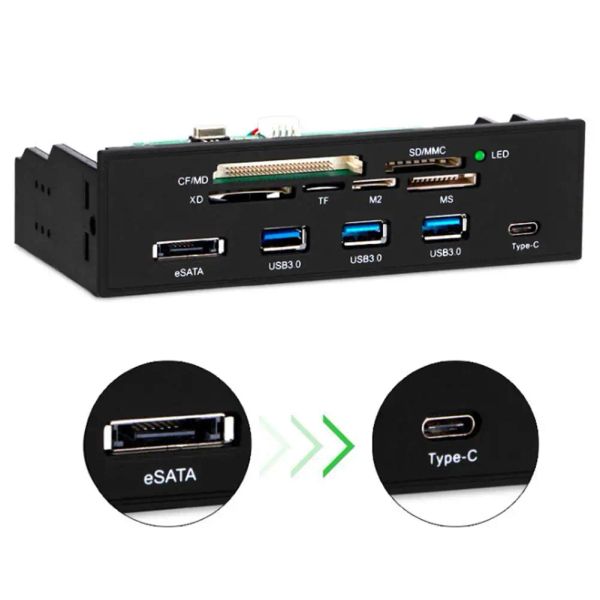 Reader Multiport PC Frontpanel Internal USB3.0 ESATA Typec TF S D Kartenleser Hub