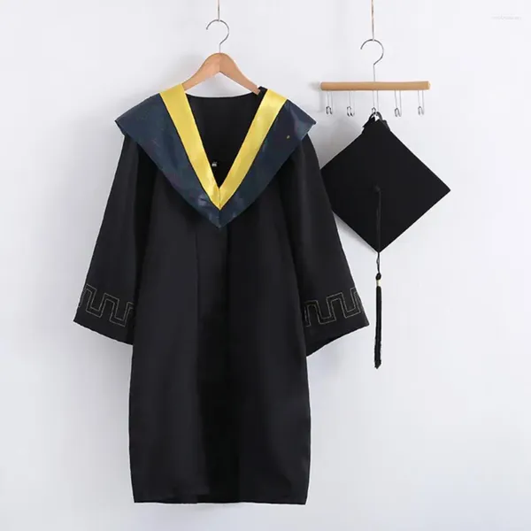 Bekleidungssätze Abschluss Uniform Grabenkappe 2024 Unisex Bachelor Kostümschule Universität Zeremonie Baccalaureat -Kleid