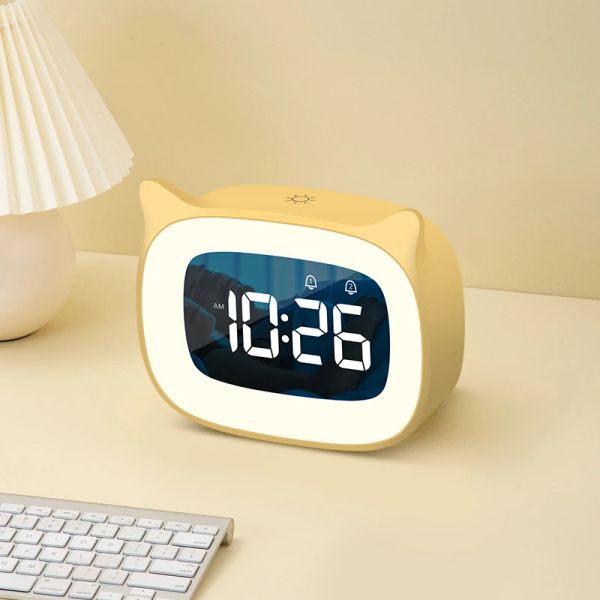 Orologi Musica ricaricabile Digital Digital ANNUNCE Night Light Touch Snooze Alwayon display Desktop Orologio 12/24H Orologio LED a doppio allarme