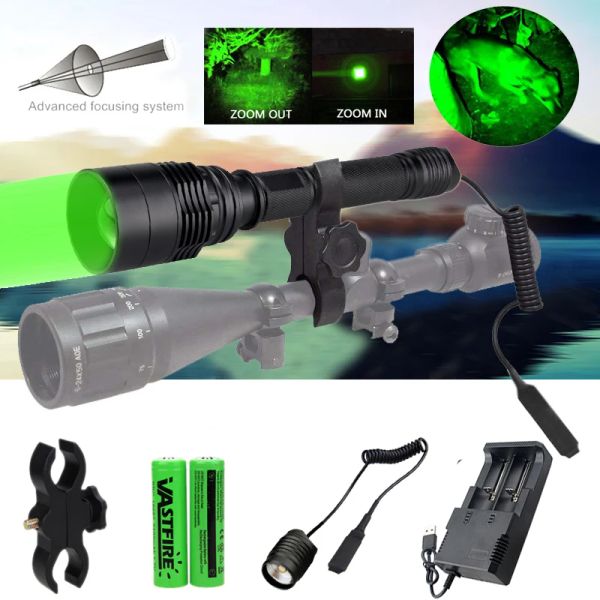 Scopes super hellgrüne grün taktische Taschenlampe LED Lantern Zoomable Fokus Jagd Licht Waffenlicht für Outdoor