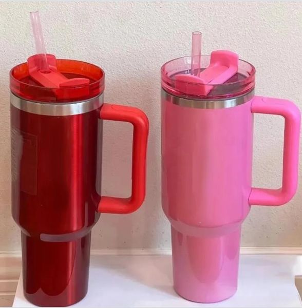 DHL Winter Red Cosmo Pink Quencher H2.0 40 Unzen Edelstahl Tumblers Tassen mit Silikongriff Deckel und Strohwagenbechern trinken immer wieder kalte Wasserflaschen 0508