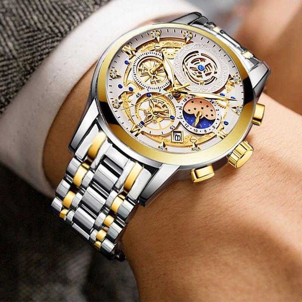 Nuovo marchio da uomo orologio meccanico completamente automatico Waterproof Night Glow Hollow Business Sports Tide Watch