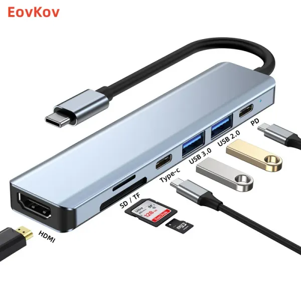 Hubs USB C Hub USB C a HDMI Splitter USB Adaptador USB USB Hub USB C HDMI com USB 3.0 PD SD TF RJ45 para MacBook Pro Steam Deck