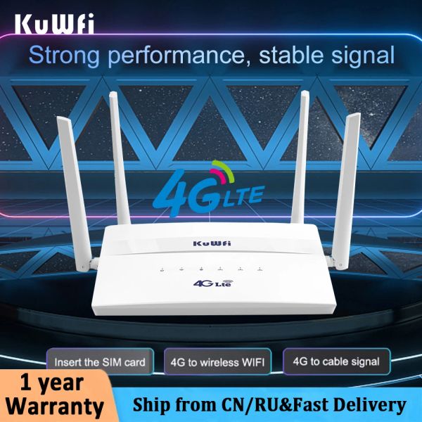 Router KUWFI 4G LTE -Router 750 Mbit / s Home Hotspot Support 32 Benutzer WiFi -Router Lan Wan Rotheador 2.4G 5,8G Dual Band mit SIM -Karten -Slot
