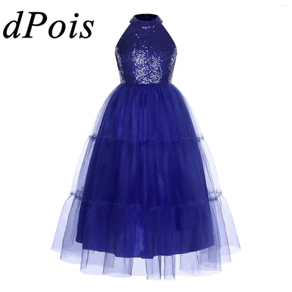 Bühne Wear Girls Kleider Pailletten Kinder ärmellose Tulle Prom Ballkleid Kinder für Geburtstagsfeier Ballsaal Tanz Heilige Kommunionkleider