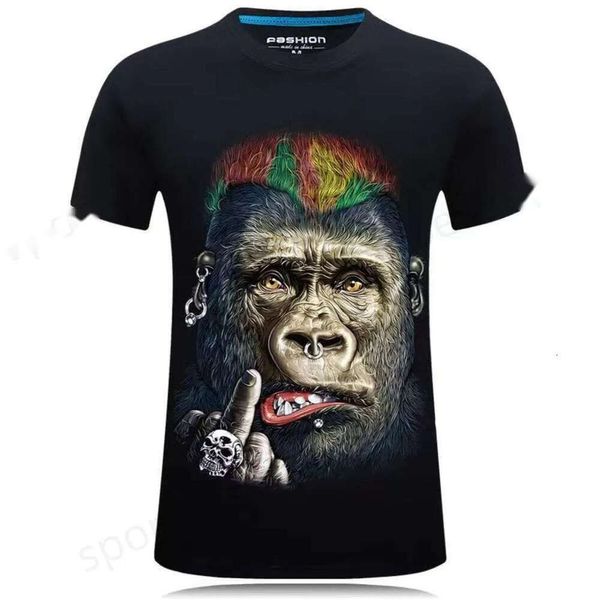 T-Shirts Moda Yeni Erkekler Giyim Baskılı Hayvan Komik Maymun T-Shirt Kısa Kollu Pot Göbek Tasarım Üst Gömlek M-5XL