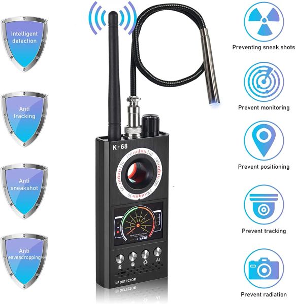 Telecamere K68 Anti Spy Hidden Camera Hunter Detector Anti EavesDropping RF Signal WiFi CAM GPS Tracker GSM Listening Bug Scanner Finder