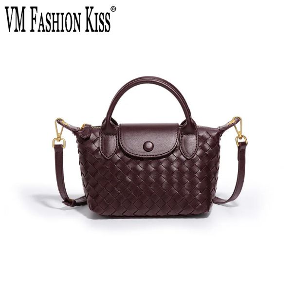 Çantalar vm fahion öpücük trend crossbody hobo tasarımcı çanta kadın el dokuma pu deri vintage tote omuz messenger çanta kız için