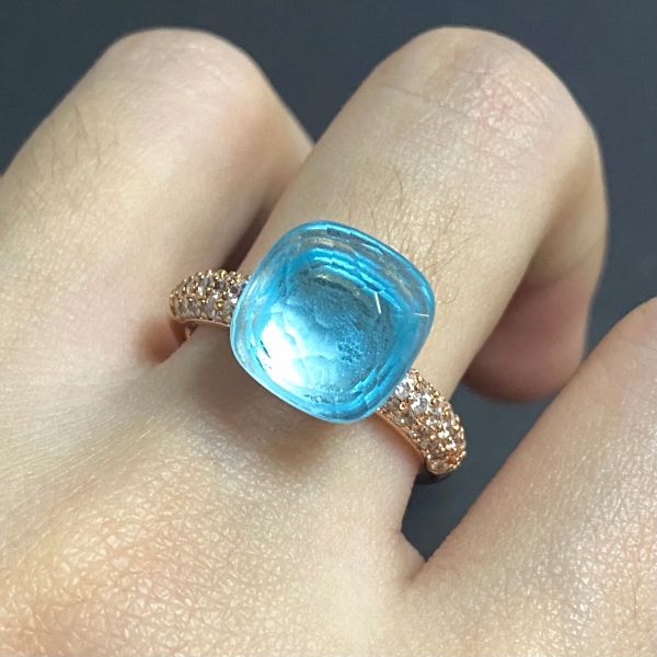 Bandas Novo anel de doce de cristal natural de 11,6 mm com um anel de cristal de zircão transparente para mulheres de joias para mulheres aniversário