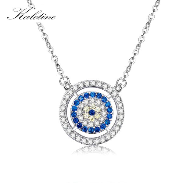 Collane Kaletine Real 925 Collana in argento sterling Donne blu Pietra Main Stone Lucky Evil Eviti Necclace Gioielli Tacchino.