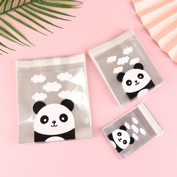 Wrap regalo 100 pezzi/pacco decorazione panda biscotti autoadesivi sacchetti di caramelle per matrimoni per biscotti trasparenti forniture per feste