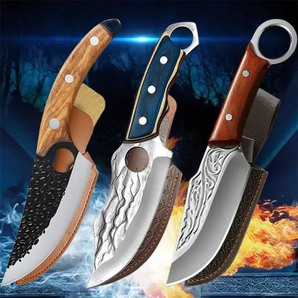 Accessoires Metzgermesser 5CR15Mov Fleisch Cleaver handgefertigt BBQ Messer Camping Fischerei im Freien Jagdmesser Scharfe Boning Küchenkoch Messer