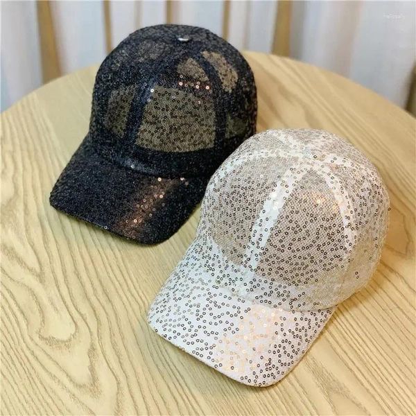 Caps de bola Mulheres Lace Baseball Capinho de verão lantejoulas de malha respirável snapback machos machos chapéu de sol ajustável chapéus de pai de hip-hop