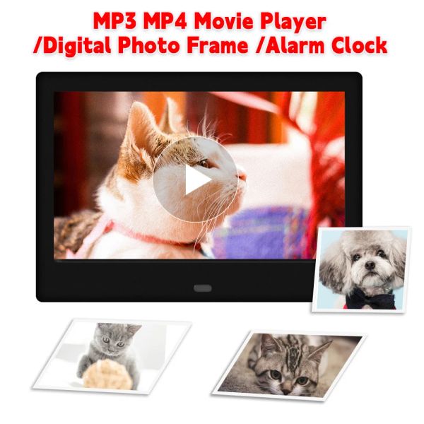 Controle 7 polegadas HD LED Photo Digital Frame 800x480 Álbum de foto eletrônica inteligente LCD FOTO MP3 MP4 Music Player com controle remoto