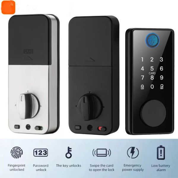 Steuerung Smart Deadbolt Locks Digital Ty WiFi App Fingerabdruck Schlüssellose Eingangstastatur Elektronische Schlösser für Vordertür Alexa Keypad Lock