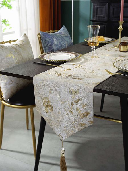 Bandeira de mesa Luz de luxo de luxo de luxo topo de mesa de toalha de mesa de mesa de chá de chá de chá do norte estilo francês francês
