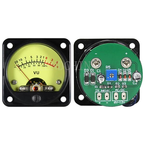 Amplificador ZV04 45mm com o medidor VU com acionamento com o medidor de pressão de som de luz amarela quente+placa de motorista de áudio de nível de áudio VU DC/AC 612V