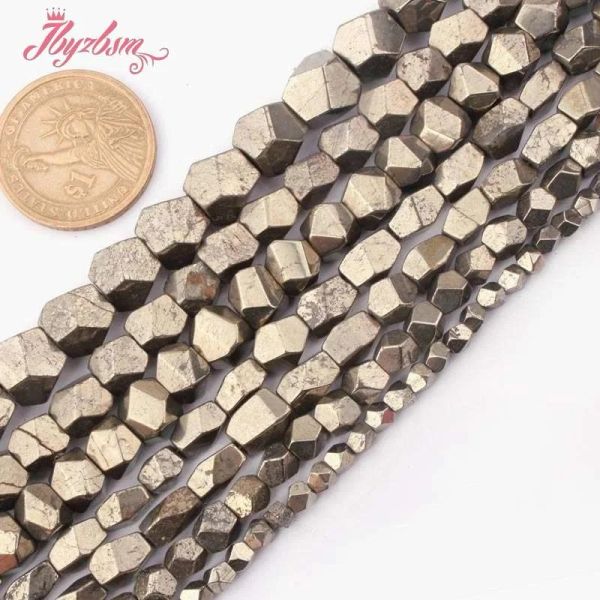 Fios 46,67,78,89 mm Pirita irregular de pirita facete contas de pedra natural para colar de colar DIY Bracelets Jóias Fazendo Strand 15 