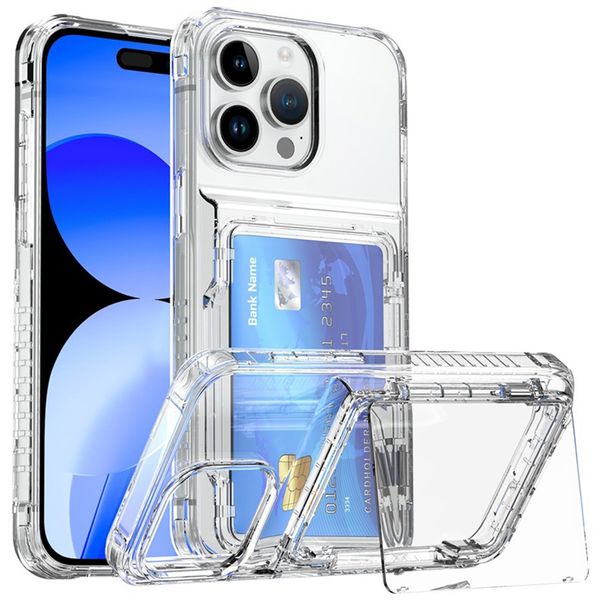 2024 для iPhone 15 Pro Transparent Phone Case для Apple 14 Pro Max 11 12 13 ПЕРСОВАЯ ПЕРВАЯ КАРТА Держатель защиты падения защиты от FALL Shock-Resection Cover Price