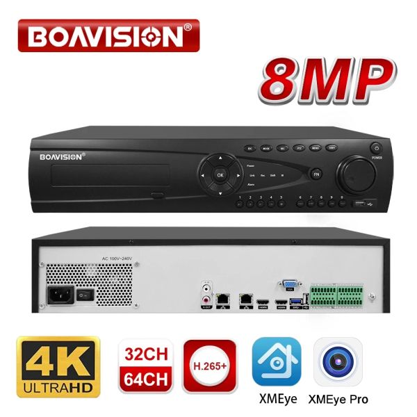 Lente 64CH 32CH NVR Video Video Recorder H.265 MAX 16CH 4K/64CH 5MP/24CH 5MP/36CH 4MP Entrada de vídeo 8*SATA Max 8TB HDD P2P para câmera IP ONVIF