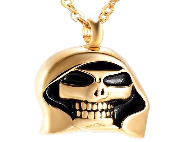 IJD9967 Gioielli Cremazione per cenere Scheletro Gold Skull Urn Necklace per cenere Memorial Memorial Pendant Locket per donne uomini con 7517752