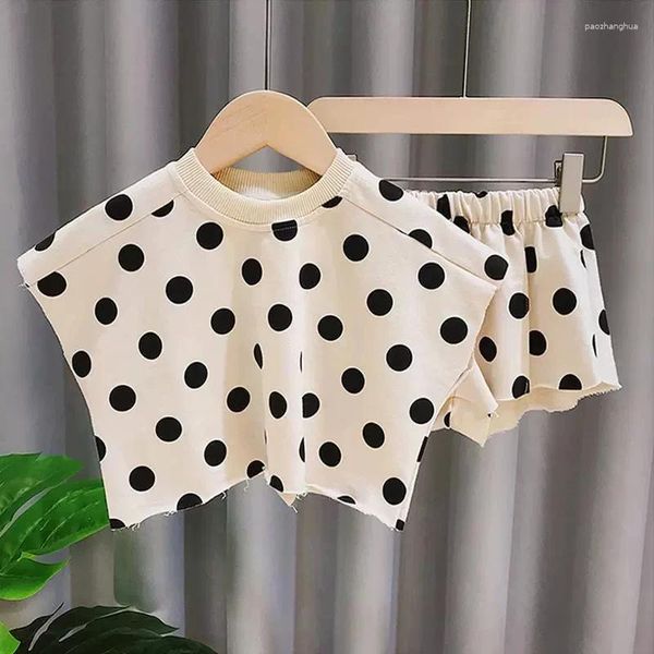 Kleidung Sets Sommer Kleinkind Kinder Girl's Kleidung Baby Outfits Polka Dot Pullover T-Shirt Top Short Suits für Kinder Mädchen