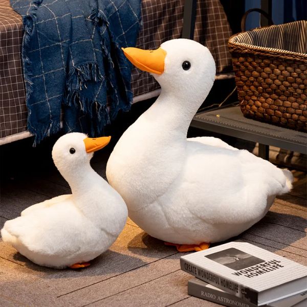 Bonecas de bonecas chamam cole pato pato de pelúcia de pato branco fofo como simulação ganso brinquedos de boneca de animais para crianças travesseiro de água presente