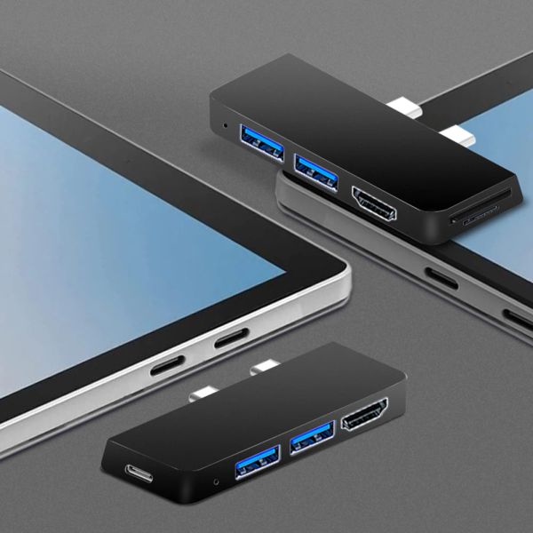 Hubs 6IN1 Dock Station Typec Male To Hdmicabatible SD для MicroSD USB Hub Multi Splitter Adapter для Surface Pro 8/9/x