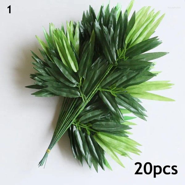 Fiori decorativi 20pcs verde artificiale foglia di bambù rami finti simulazione foglie di plastica foglie di plastica ornamento ornamenta