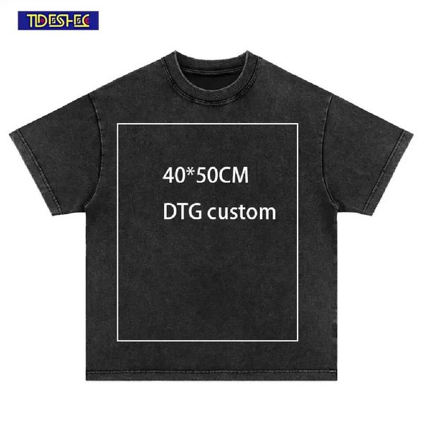 Tideschec HipHop T -Shirt Streetwear DTG Custom Graphics Baumwollmänner übergroße Harajuku Männer Vintage Custom Short Sleeves 240412