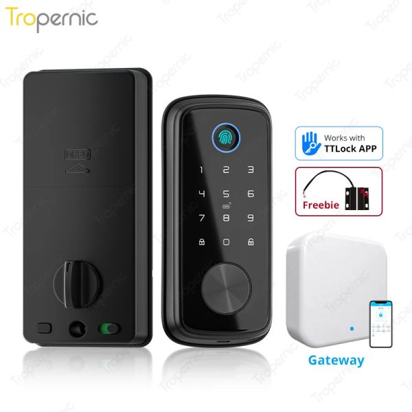 Controlla serrature smart deadbolt per porta d'ingresso alexa wifi ttlock app biometrica impronta digitale senza chiave blocco della tastiera con gateway con gateway