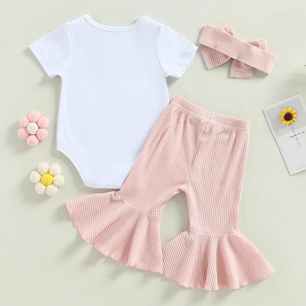 Kleidungssets Baby Girl zum ersten Geburtstag Outfit Kleinkind Strampler Bell Bottoms Set Säuglings Sommerkleidung T -Shirt Flare Hosen Anzug