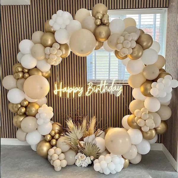 Decorazione per feste 158pcs palloncini in oro nudo bianco per boho baby baby macei di fidanzamento per la doccia per l'anniversario delle decorazioni di compleanno