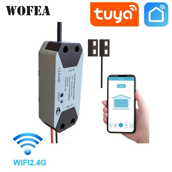 Controle Wofea Smart Garage Door abridor de uma etapa Altere a garagem para controlador remoto inteligente pelo seu telefone celular Tuysmart Smartlife App