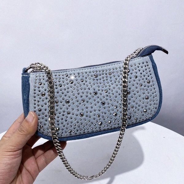 Bolsas de noite para mulheres para mulheres bolsas de designer de luxo bolsas 2024 Novo em mosaico jeans Shining IMITATI DIAMD CHINE OMBRO 62UE#