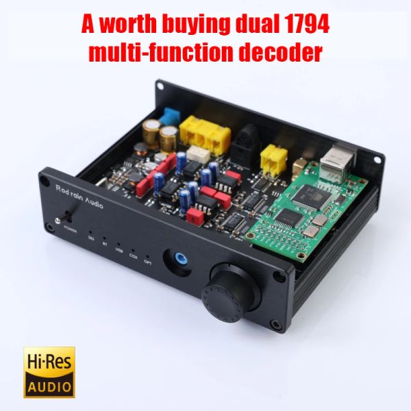 Dönüştürücü Rod Yağmur Ses Çift Hifi Ses Decoder Bluetooth 5.1 Kulaklık Amplifikatörleri PCM1794 DAC QCC5125 Amanero USB Kart LDAC DSD512 600