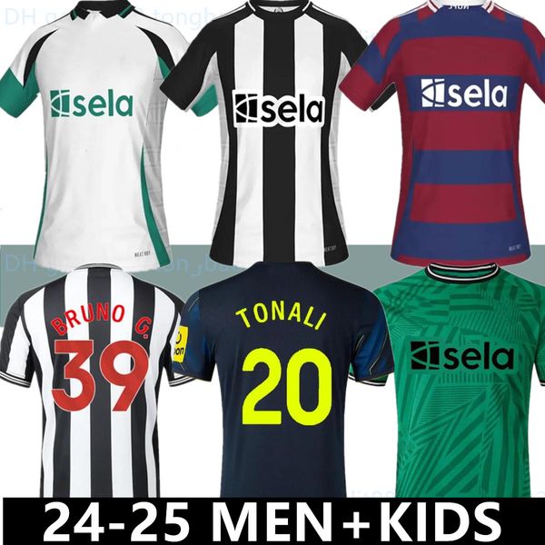 23 24 25 Tonali Nuovo Castle Soccer Maglie NUFC KIDS KIT 2024 2025 Bruno G. Wilson Saint Maximin Isak United Shirt Calcio Portiere Set Fan Player versione