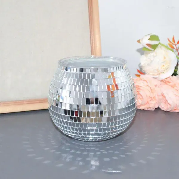 Vasi Disco Disco Flower Pot pianta da fioriera Plant Plant Planna Specchio argento Decor in vetro