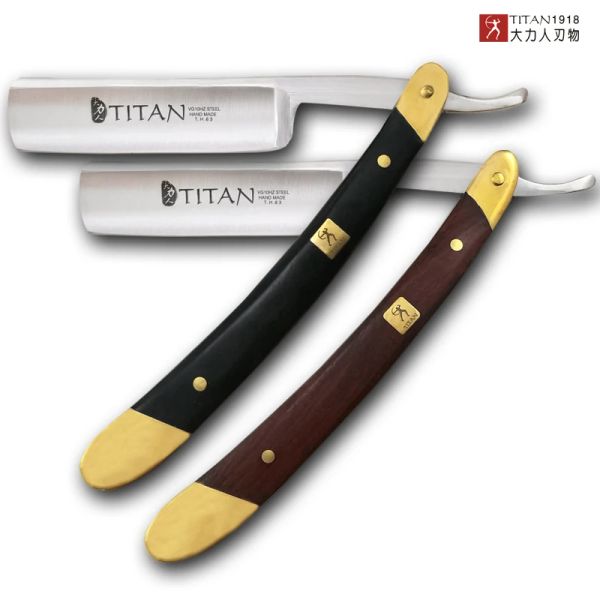 Blades Titan Wood Handle Homen Ferramentas de raspada Ferramentas de cabelo Razor de aço inoxidável Razor reto