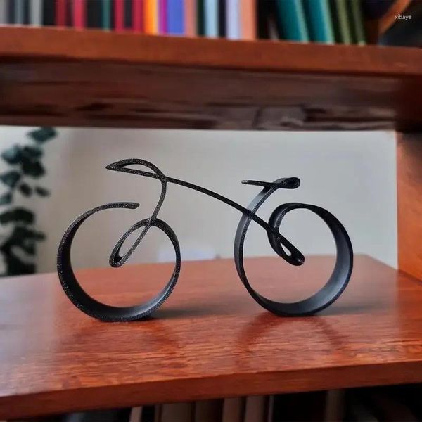 Estatuetas decorativas escultura de bicicleta emoldura de arame de arame de bicicleta simples silhuette de desktop decoração para entusiastas de ciclismo