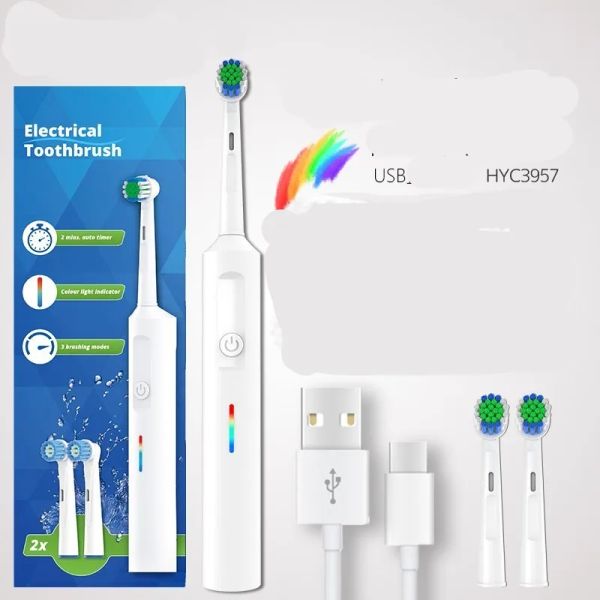 Köpfe Neue Rotationskinder Erwachsene USB Direktladungsfrequenzumbau Induktion Smart weiches Haar Elektrisches Zahnbürste Geschenk