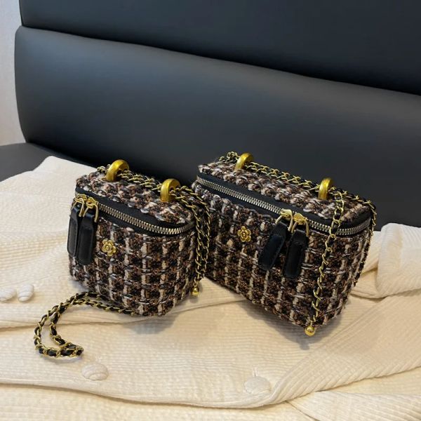 Сумки роскошный бренд дизайн твидовые женские сумки 2023 Новая модная шерстяные вязаные сумочки плетения ретро коробки ретро коробка