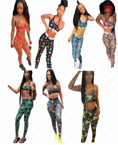 Women Swimwear Swimsuit Crop Top Top sexy Scept Bras e leggings pantaloni da bagno a 2 pezzi Fiori floreali Crwon Beachwear D61705191464