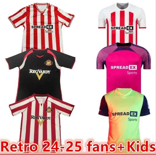 24 25 Sunderland Soccer Forma Stewart Simms Roberts Amad Clarke Dajaku Embleton Evans O'Nien Futbol Gömlek Pritchard Erkek Kids Kit 05 06 Retro66